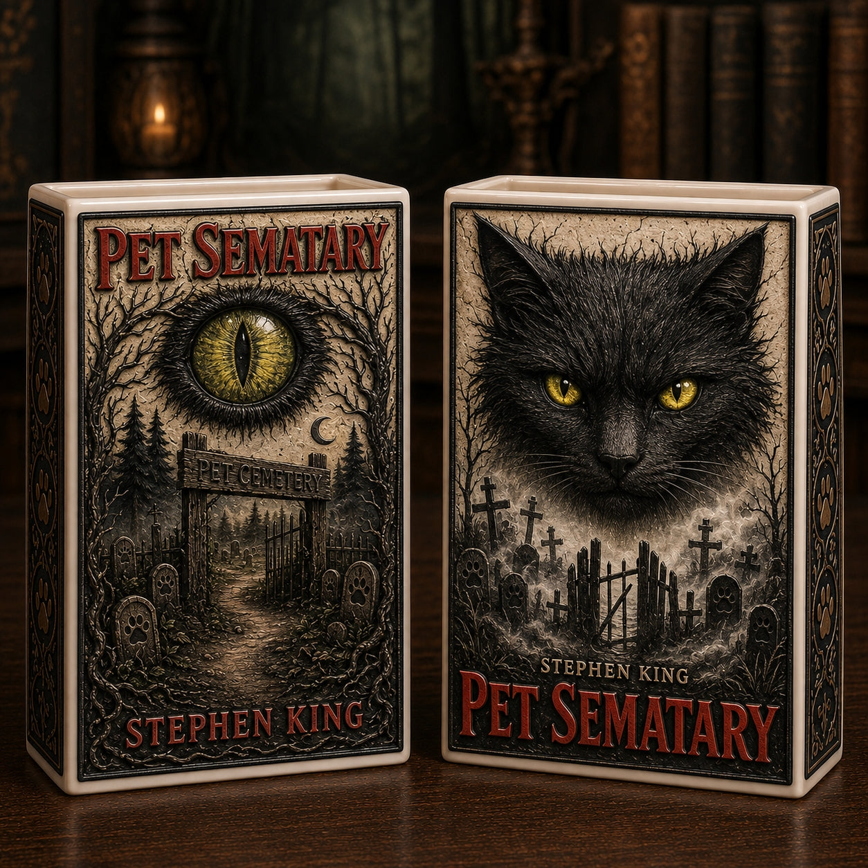 Stephen King Pet Sematary Ceramic Book Vase | Horror Bookish Decor & Gift