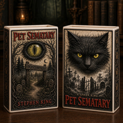 Stephen King Pet Sematary Ceramic Book Vase | Horror Bookish Decor & Gift