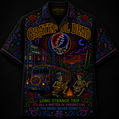 Grateful Dead Hawaiian Shirt - Unisex Neon Light Steal Your Face Beach Shirt