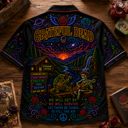 Grateful Dead Hawaiian Shirt - Unisex Neon Light Steal Your Face Beach Shirt