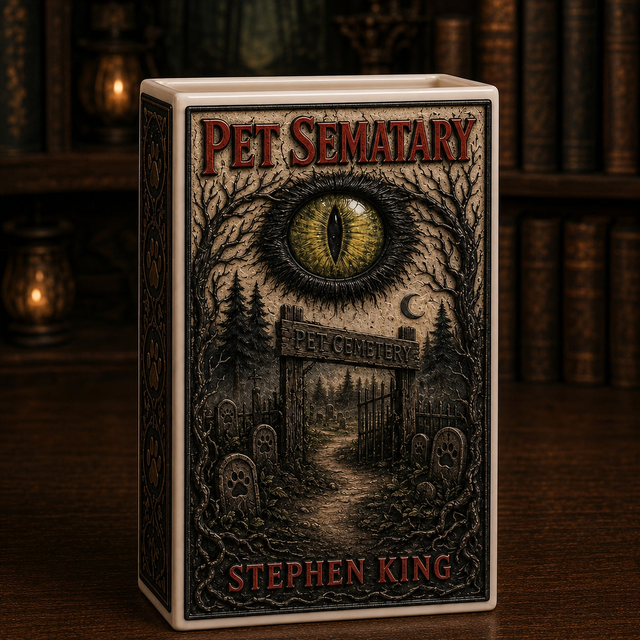 Stephen King Pet Sematary Ceramic Book Vase | Horror Bookish Decor & Gift