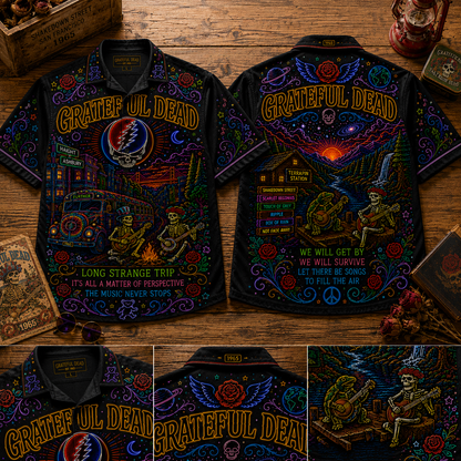 Grateful Dead Hawaiian Shirt - Unisex Neon Light Steal Your Face Beach Shirt