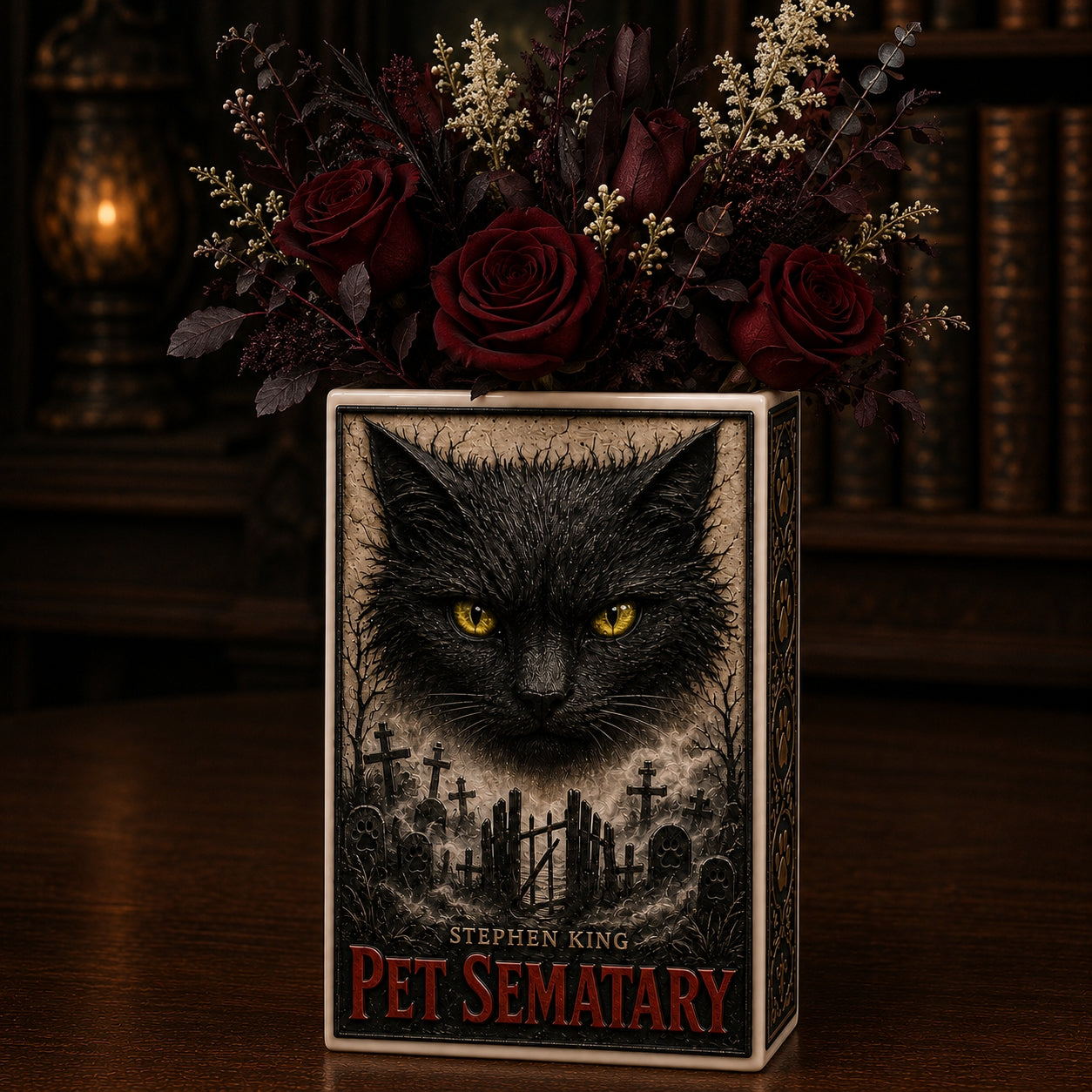 Stephen King Pet Sematary Ceramic Book Vase | Horror Bookish Decor & Gift