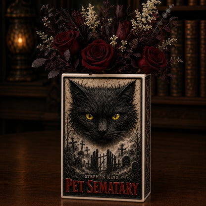 Stephen King Pet Sematary Ceramic Book Vase | Horror Bookish Decor & Gift