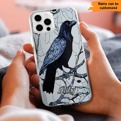 Raven Stained Glass - Personalized Clear Phone Case