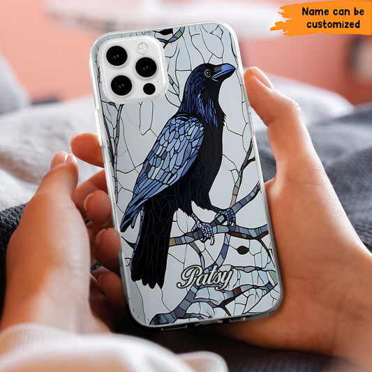 Raven Stained Glass - Personalized Clear Phone Case