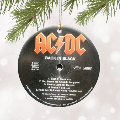Back In Black Hard Rock Ceramic Ornament – Classic Album Cover Holiday Decoration