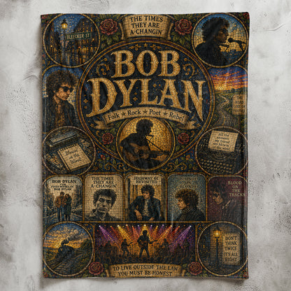 Bob Dylan Sherpa Blanket – Blowin' In The Wind Stained Glass Blanket