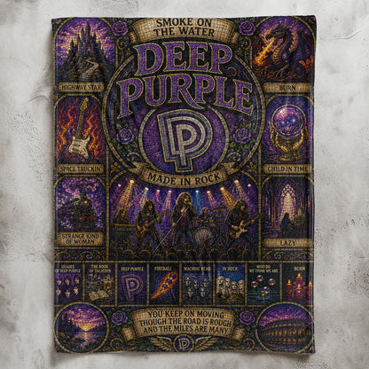 Deep Purple Band Sherpa Blanket – Machine Head & Burn Gothic Stained Glass Blanket