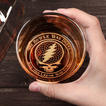 Grateful Dead Steal Your Face Engraved Whiskey Glass - Multiple Designs Available Father's Day Gift (With Gift Box)