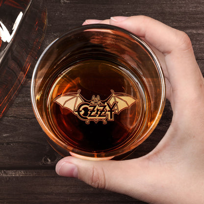 Ozzy Osbourne Bat Logo Engraved Whiskey Glass - Multiple Designs Available (With Gift Box)