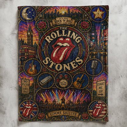 The Rolling Stones Sherpa Blanket – Tongue and Lips Logo Stained Glass Blanket