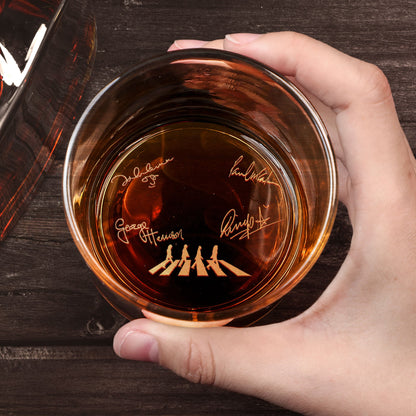 The Beatles Abbey Road With Sign Engraved Whiskey Glass - Multiple Designs Available (With Gift Box)