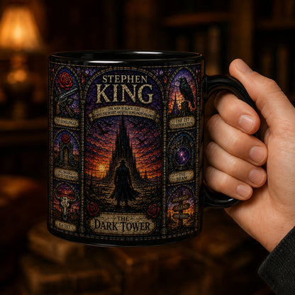 Stephen King Dark Tower Ceramic Mug – Gothic Stained Glass Ka-Tet Roland Fan Gift
