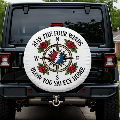 May The Four Winds Blow You Safely Home All Over Tire Cover - Franklin's Tower Inspired Tire Cover