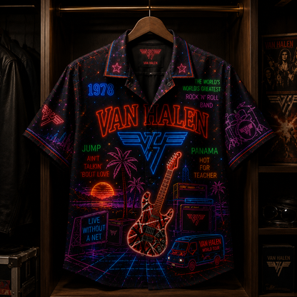 Van Halen Band Neon Hawaiian Shirt - Punk Rock Band All Over Print Hawaiian Shirt
