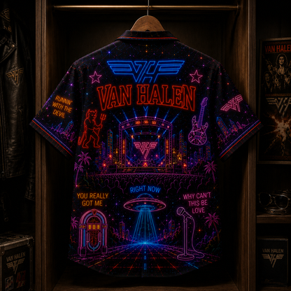 Van Halen Band Neon Hawaiian Shirt - Punk Rock Band All Over Print Hawaiian Shirt