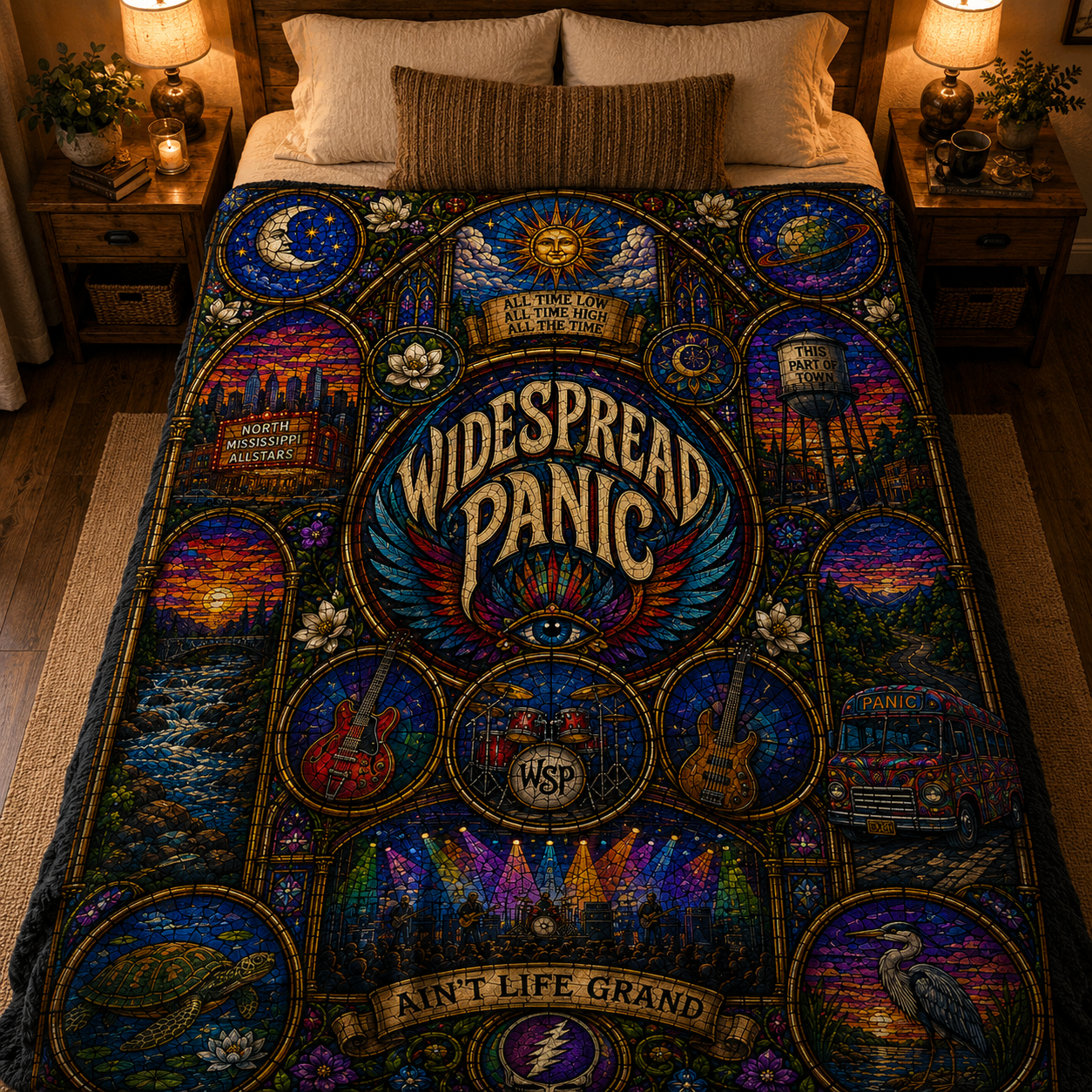 Widespread Panic Sherpa Blanket – Ain't Life Grand Stained Glass Blanket
