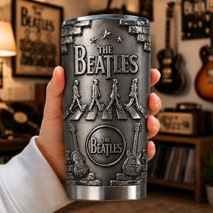 The Beatles 3D Printed Stainless Steel Tumbler - Abbey Road Travel Mug - Double Wall Vacuum Insulated Cup