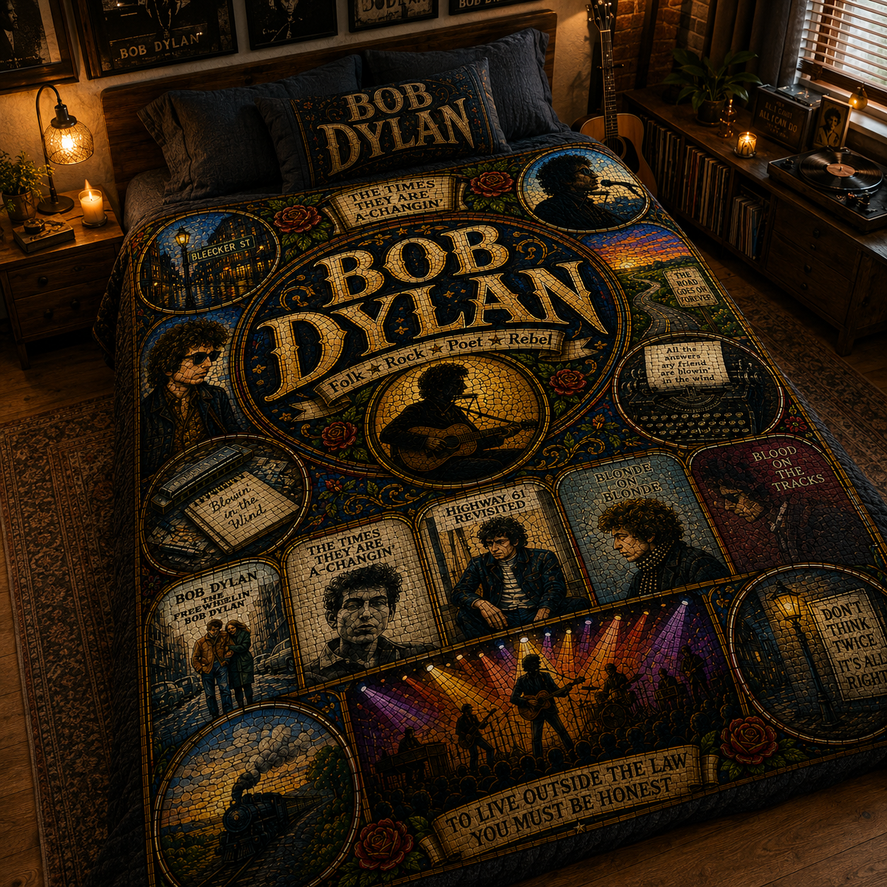 Bob Dylan Sherpa Blanket – Blowin' In The Wind Stained Glass Blanket