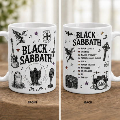 Black Sabbath Sketch Coffee Mug, Heavy Metal Gift, Paranoid Mug, Ozzy Fan Gift, Vintage Rock Ceramic Mug