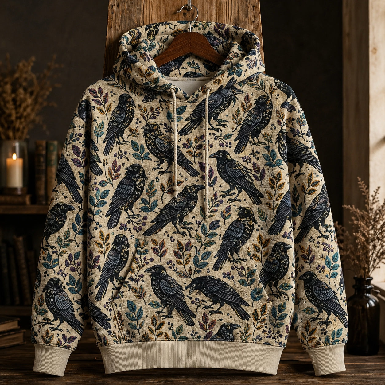The Raven by Edgar Allan Poe All Over Print Hoodie – Nevermore Gothic Raven Literary Hoodie
