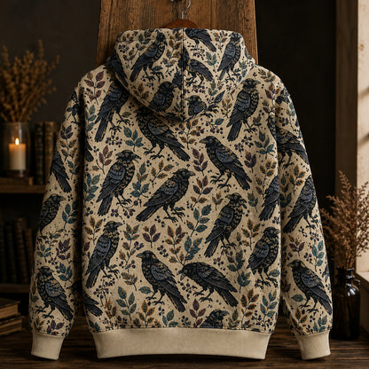 The Raven by Edgar Allan Poe All Over Print Hoodie – Nevermore Gothic Raven Literary Hoodie