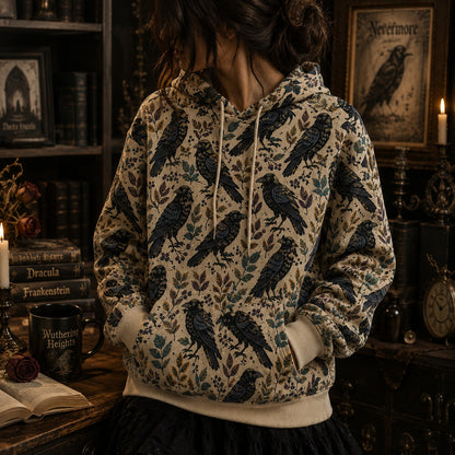The Raven by Edgar Allan Poe All Over Print Hoodie – Nevermore Gothic Raven Literary Hoodie