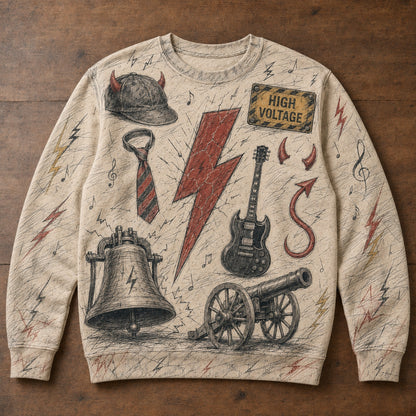 AC/DC Lightning Sweatshirt - Vintage Hard Rock Electric Sketch Art Pullover