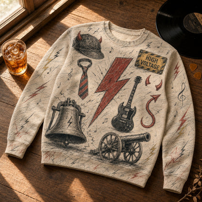 AC/DC Lightning Sweatshirt - Vintage Hard Rock Electric Sketch Art Pullover