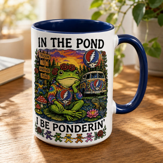 Grateful Dead Frog Ceramic Mug – In The Pond I Be Ponderin Stealie Coffee Cup Fan Gift
