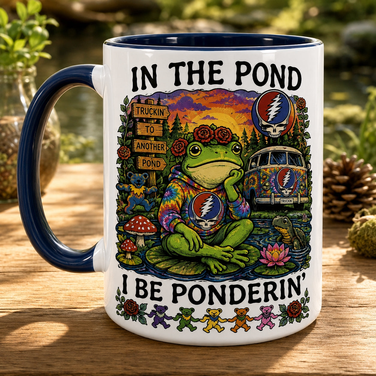 Grateful Dead Frog Ceramic Mug – In The Pond I Be Ponderin Stealie Coffee Cup Fan Gift