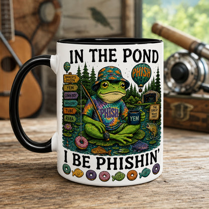 In The Pond I Be Phishin Mug – Phish Frog Fishing Vintage Ceramic Coffee Cup