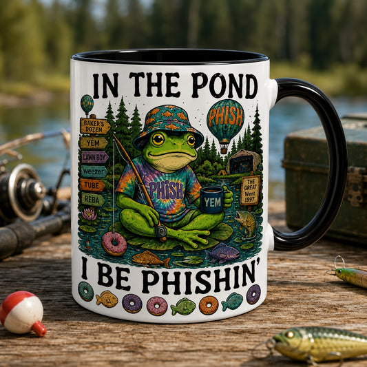 In The Pond I Be Phishin Mug – Phish Frog Fishing Vintage Ceramic Coffee Cup
