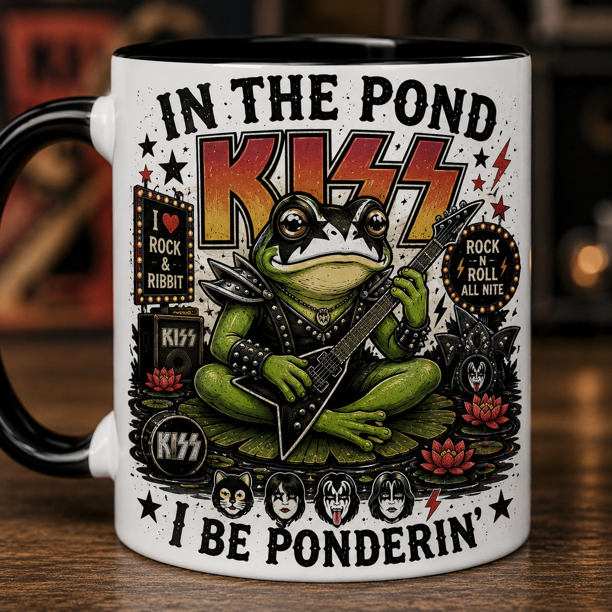 In The Pond I Be Ponderin Mug – KISS Band Starchild Frog Ceramic Coffee Cup
