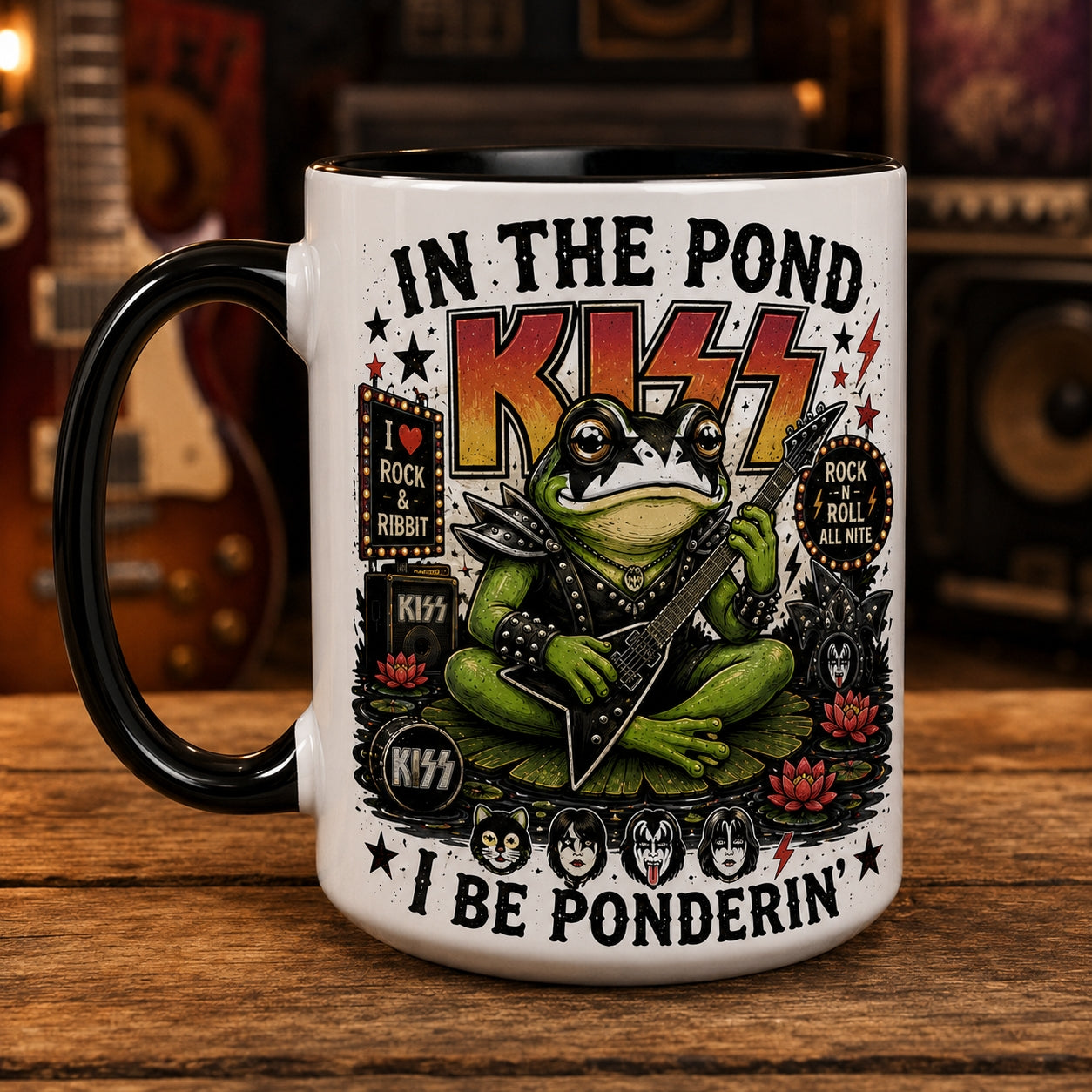 In The Pond I Be Ponderin Mug – KISS Band Starchild Frog Ceramic Coffee Cup