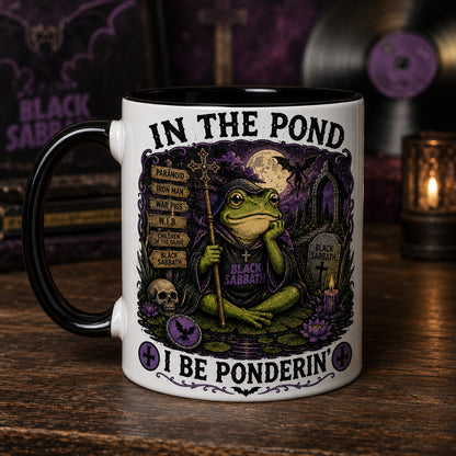 Black Sabbath Frog Ceramic Mug – In The Pond I Be Ponderin Paranoid Heavy Metal Fan Gift