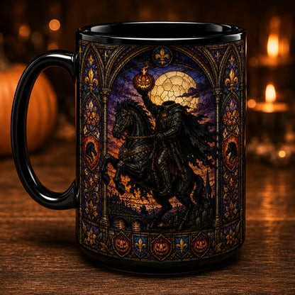 Headless Horseman Mug – Stained Glass Sleepy Hollow Halloween Ceramic Coffee Cup