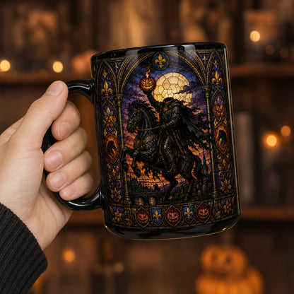 Headless Horseman Mug – Stained Glass Sleepy Hollow Halloween Ceramic Coffee Cup