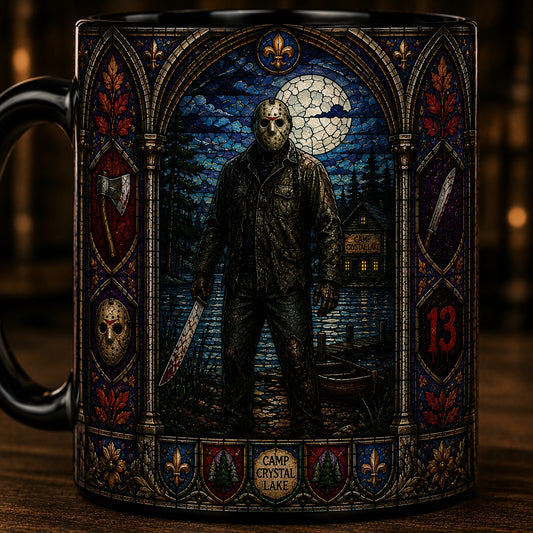 Jason Voorhees Mug – Friday The 13th Stained Glass Horror Ceramic Coffee Cup