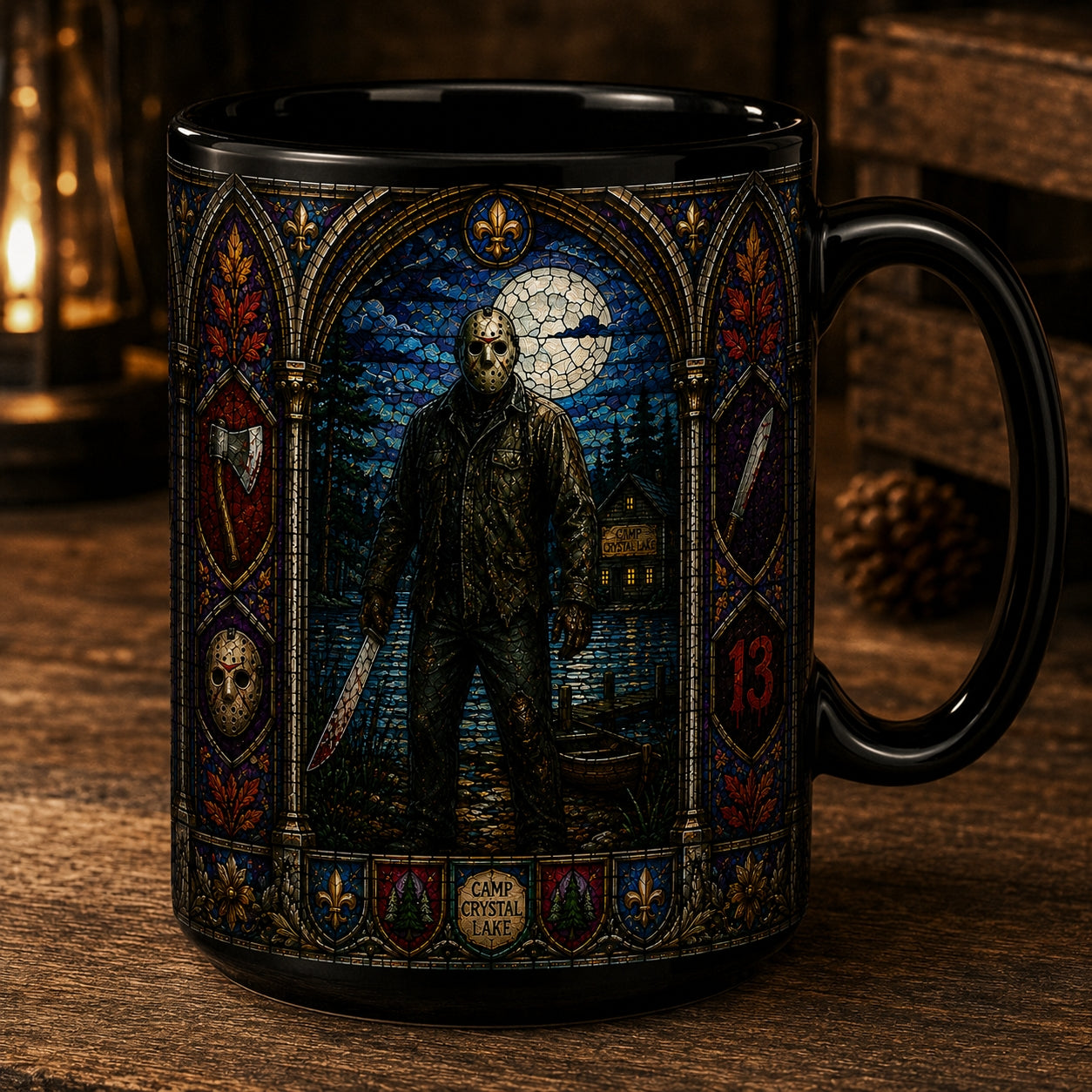 Jason Voorhees Mug – Friday The 13th Stained Glass Horror Ceramic Coffee Cup