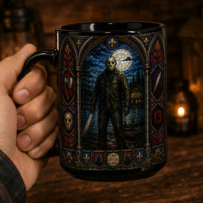Jason Voorhees Mug – Friday The 13th Stained Glass Horror Ceramic Coffee Cup