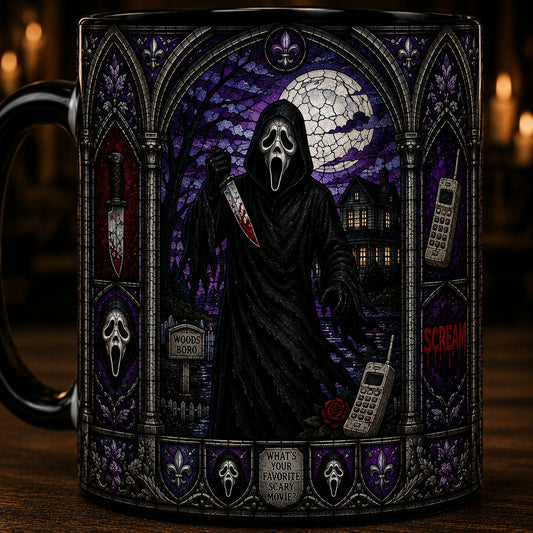 Ghostface Ceramic Mug – Scream Stained Glass Horror Movie Ceramic Coffee Cup