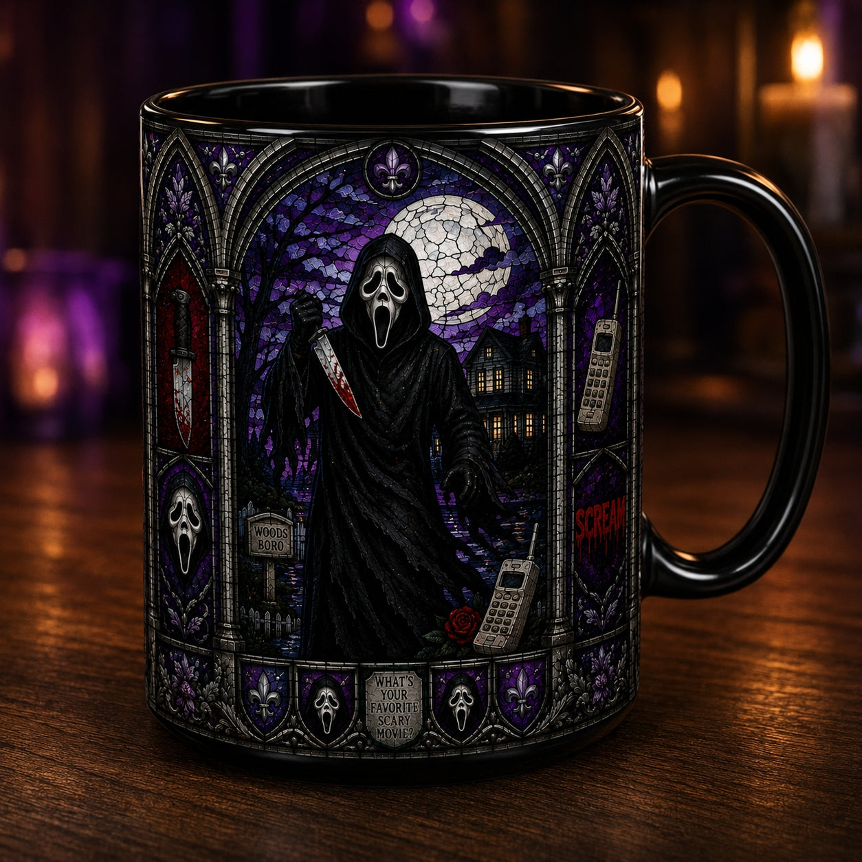 Ghostface Ceramic Mug – Scream Stained Glass Horror Movie Ceramic Coffee Cup