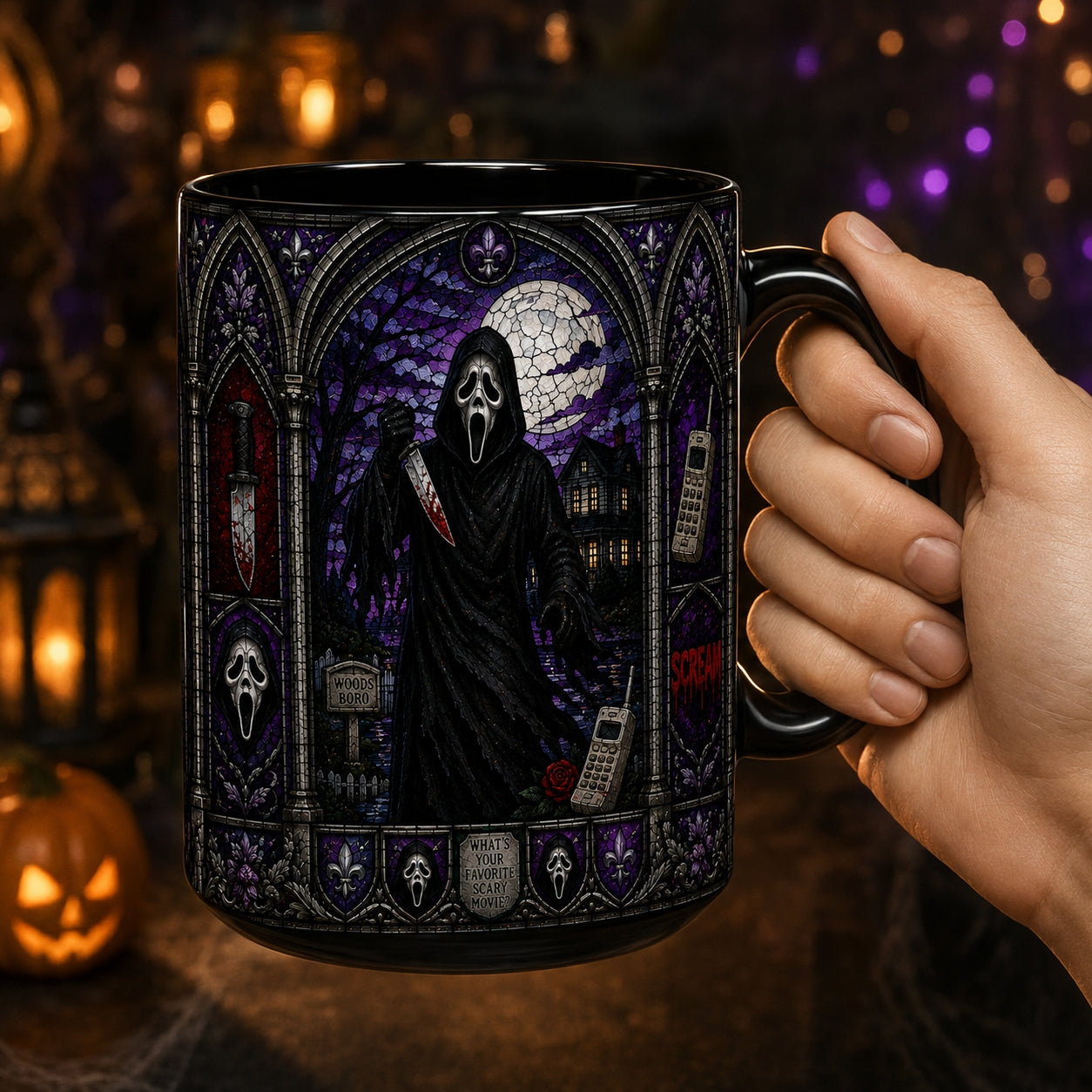 Ghostface Ceramic Mug – Scream Stained Glass Horror Movie Ceramic Coffee Cup