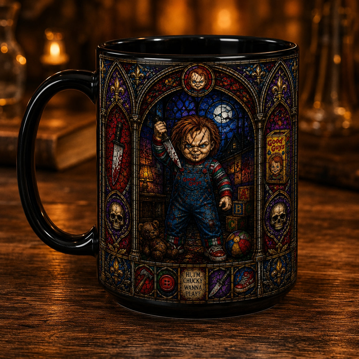 Chucky Doll Ceramic Mug – Child's Play Stained Glass Horror Movie Ceramic Coffee Cup