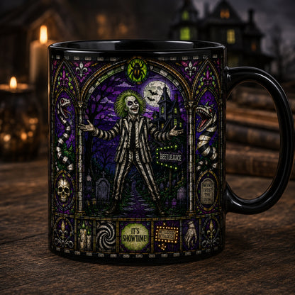Beetlejuice Mug – Stained Glass Its Showtime Horror Comedy Ceramic Coffee Cup