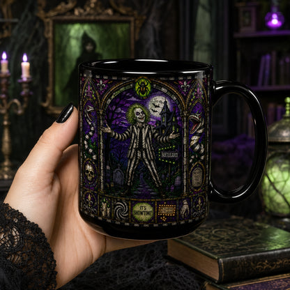 Beetlejuice Mug – Stained Glass Its Showtime Horror Comedy Ceramic Coffee Cup