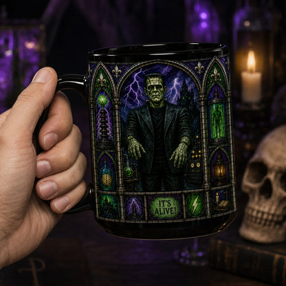 Frankenstein Monster Mug – Stained Glass Its Alive Horror Ceramic Coffee Cup
