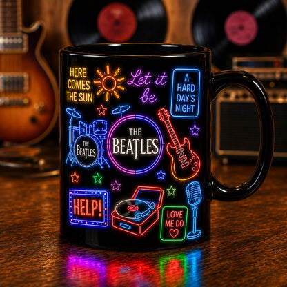 The Beatles Neon Sign Mug – Retro Glowing Songs Abbey Road Ceramic Coffee Cup